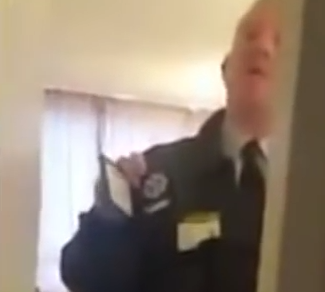 Bailiff flashes police-like badge